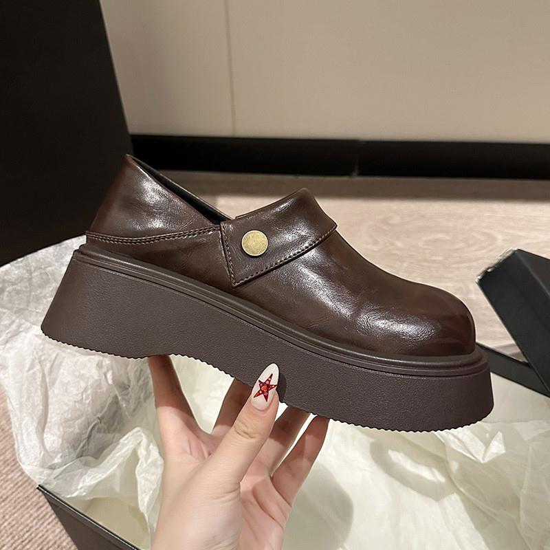 复古全包勃肯鞋女2025年春新款厚底松糕百搭增高一脚蹬乐福鞋女