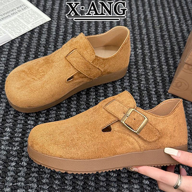 牛皮全包勃肯鞋子女鞋软底不累脚单鞋2025秋季新款一脚蹬乐福鞋子