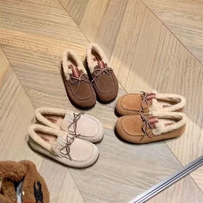 软毛绒~皮毛一体勃肯鞋女厚底冬季新款蝴蝶结外穿加绒棉鞋雪地靴