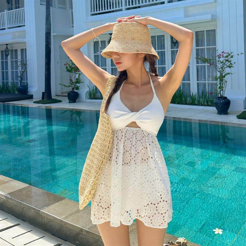 泳衣分体温泉女高级感纯欲风遮肉显瘦小胸聚拢蕾丝透视泳装bikini