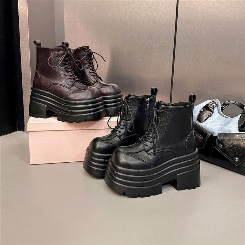 2025秋季新款重工新款擦色时尚设计百搭小皮鞋厚底英伦风复古女鞋