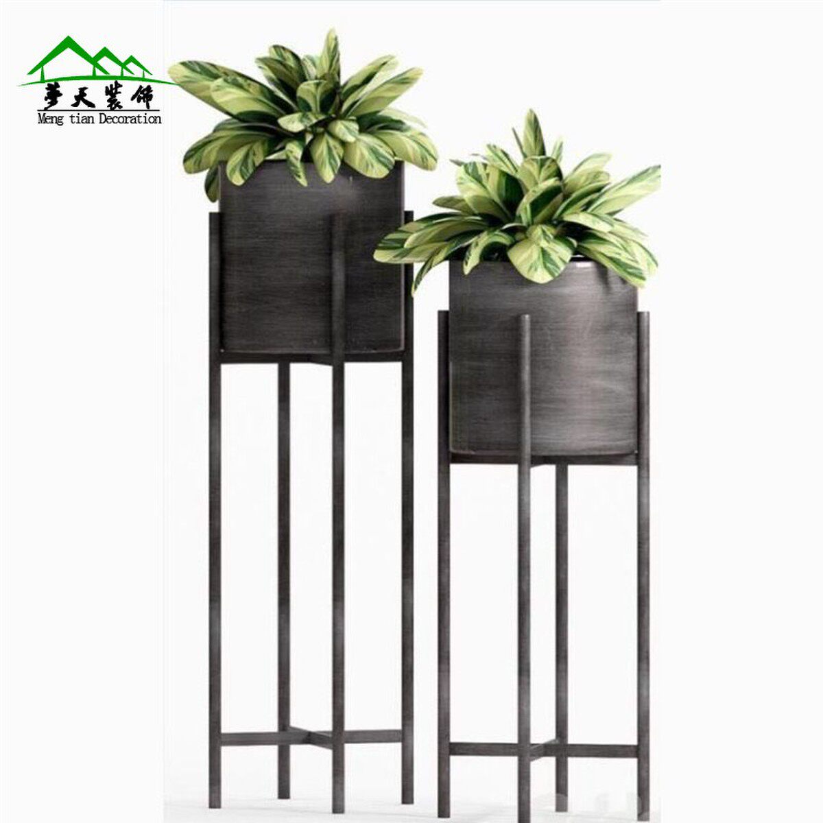 个性花架创意铁艺落地式花盆架客厅阳台四脚花架子艺术盆栽架花桶