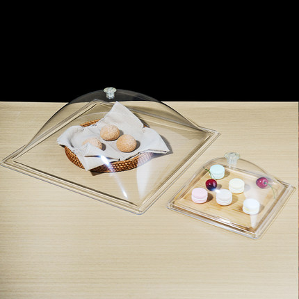 正方形亚克力透明食品盖托盘塑料保鲜防尘罩面包点心菜盖子蒸笼盖