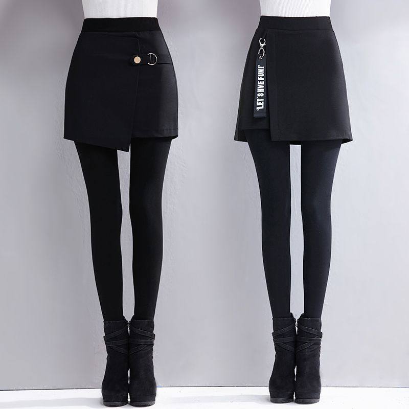 带裙子的假两件打底裤秋冬季外穿加绒加厚袜裤保暖裙裤一体连裤裙