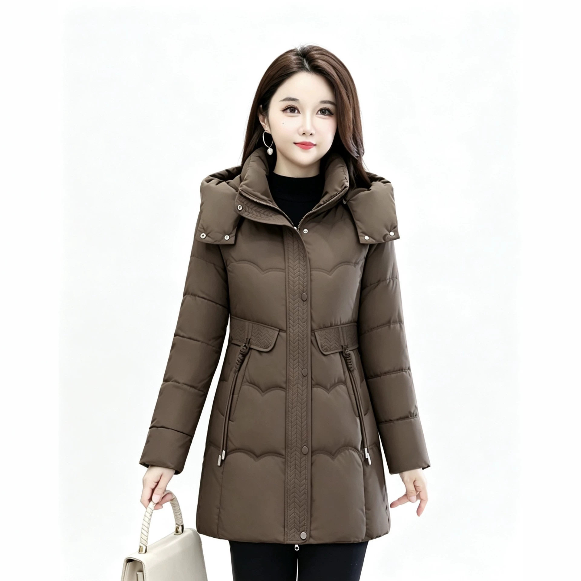 正品羽绒棉外套女棉衣中长款2026冬季新款显瘦加厚可拆卸帽棉服潮