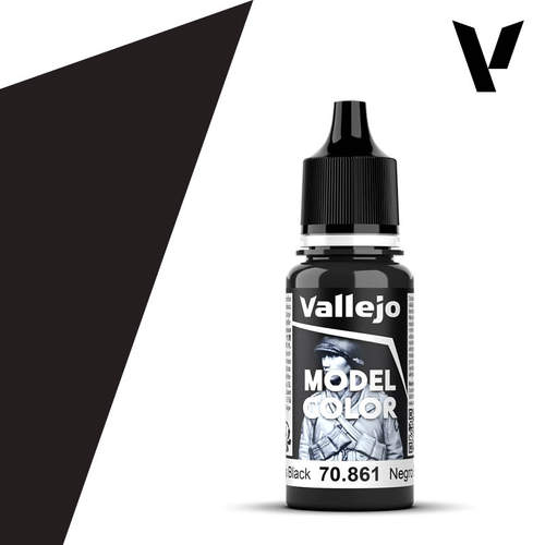 Vallejo西班牙AV70861/192光泽黑水性环保模型漆手涂基础通用