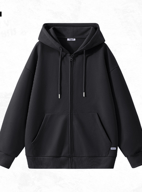 it:CHOCOOLATE黑色连帽开衫卫衣女2025新款秋冬宽松休闲通勤外套