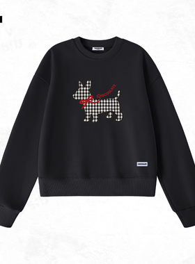 it:CHOCOOLATE黑色圆领卫衣女款秋冬新款美式复古设计感短款上衣