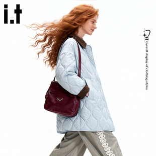 it:CHOCOOLATE撞色翻领羽绒服女款2025秋冬新款宽松休闲时尚棉服