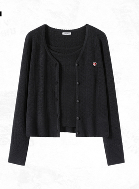 it:CHOCOOLATE黑色纯欲针织开衫两件套女秋季新款设计感气质外套