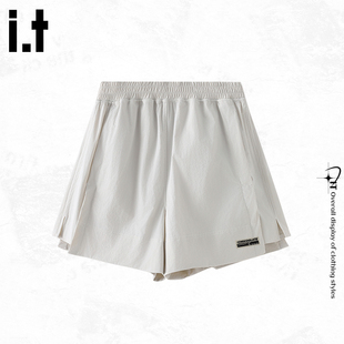 it:CHOCOOLATE宽松高腰短裤女2026夏季新款休闲运动阔腿五分裤子