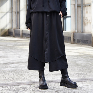 男女装暗黑系秋冬宽松阔腿休闲裤假两件套主流款