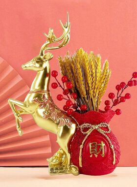 招财鹿麦穗摆件客厅家居玄关桌面创意装饰礼品电视柜乔迁新居