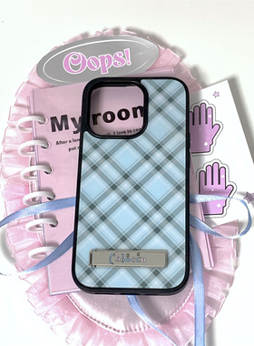 花椰子简约韩风黑边软壳芭蕾风格子ins博主同款苹果15promax磨砂手机壳iPhone14亚克力13/12适用防摔保护套