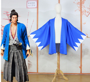 温泉漫漫一如龙极坂本龙马维新cos和服羽织裤男装蓝色定制