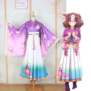 温泉漫漫一赛马紫红色名将怒涛娘，青灰色爱慕织姬cos定制