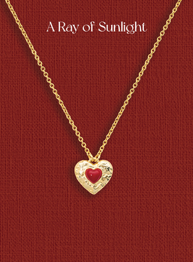 A Ray of Sunlight 「Love」节日系列珐琅爱心项链新年红色百搭