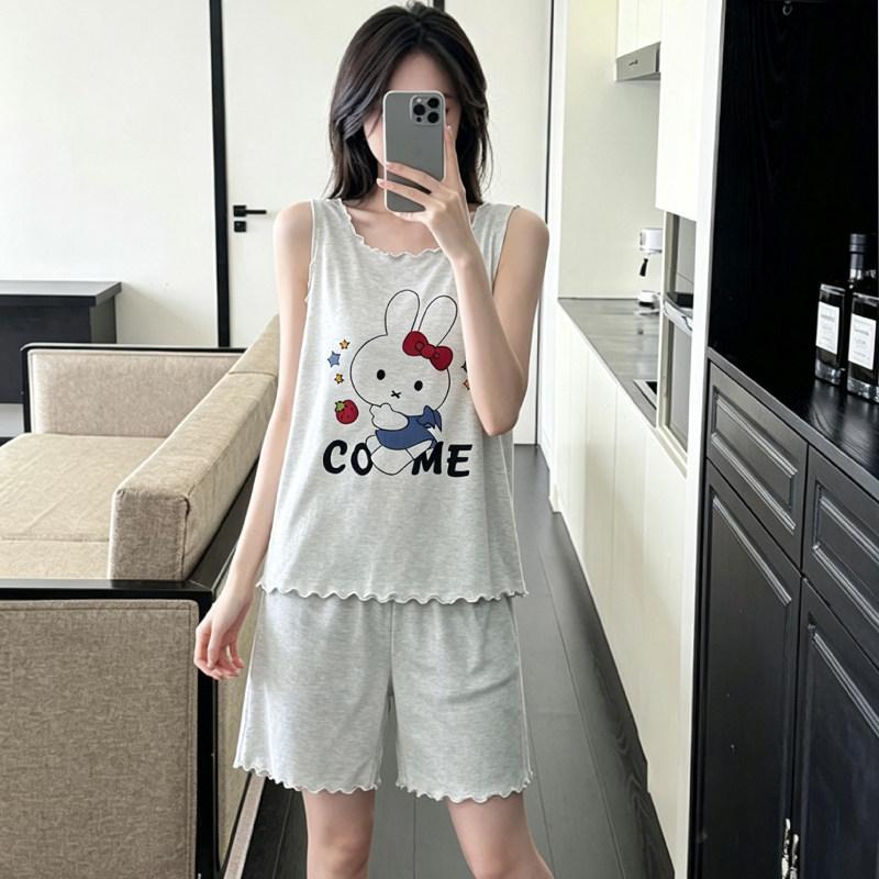 夏季彩棉莫代尔卡通女睡衣套装