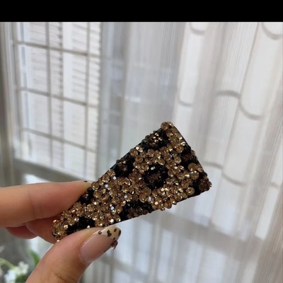 韩版时尚ins 抖音网红简约时尚奥登水钻豹纹bb夹掰夹子发夹边夹