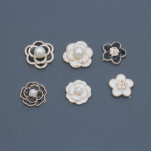 配饰滴油DIY手工仿珍珠花鞋包花朵辅料配件塑料小花发夹饰品贴片