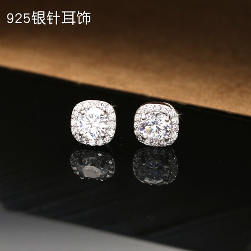 s925银水钻合金耳骨耳钉裸钻男女高级感2025新款爆款养耳洞耳饰品