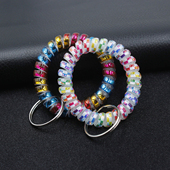 伸缩防丢挂绳钥匙扣弹簧手圈时尚 彩色发圈多色段染电话线手环手链