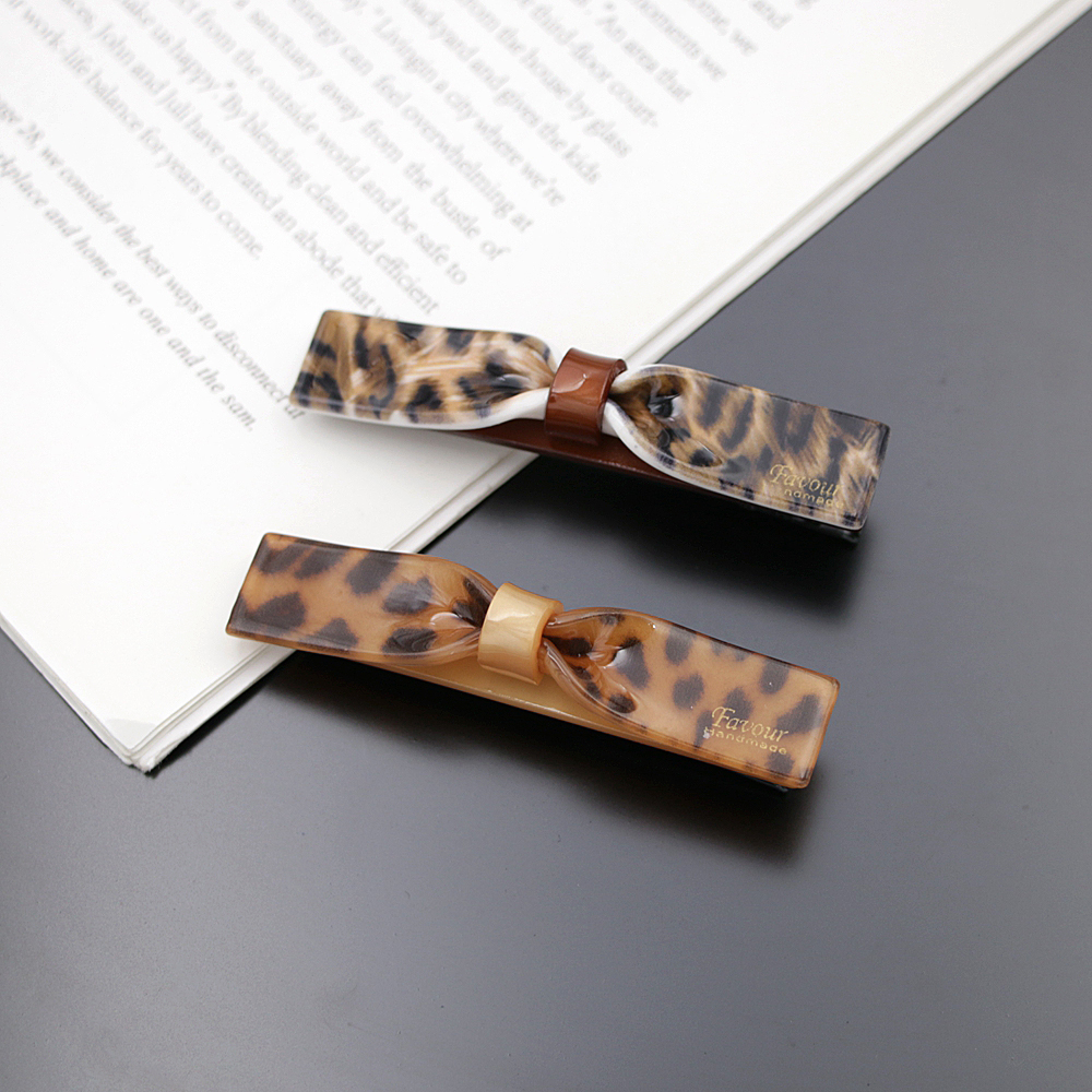 发夹边夹一字夹鸭夹豹纹韩版