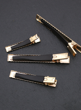 高品质金色金属黑皮套防滑加厚鸭嘴夹不伤发弹簧方夹DIY饰品配件