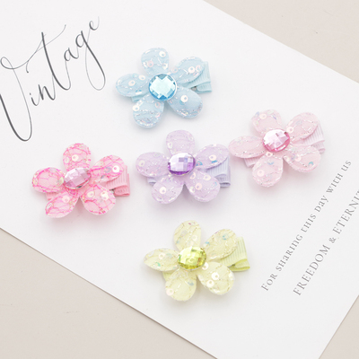 鸭嘴夹前额小发夹花朵亮片发卡