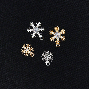 新款带钻雪花diy吊坠耳坠手链女手工材料小挂件 合金点钻饰品配件