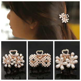 珍珠抓夹中号后脑勺刘海夹蝴蝶雪花白色合金侧边抓卡网红发爪头饰