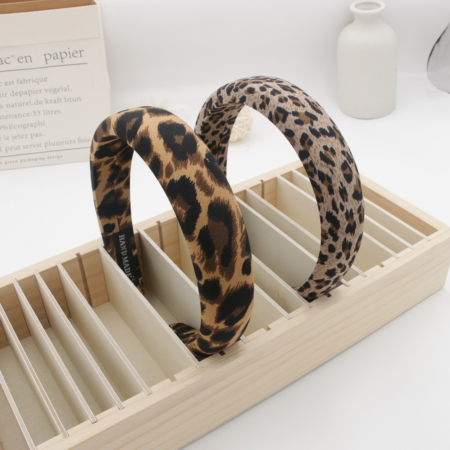 发箍女高颅顶海绵手工黑色全包布头箍黑白豹纹加长增高发卡头饰品