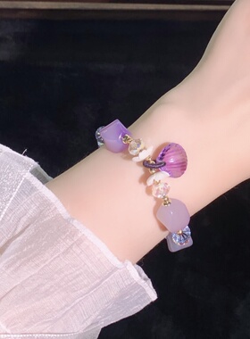 天然紫水晶手链女小众轻奢复古
