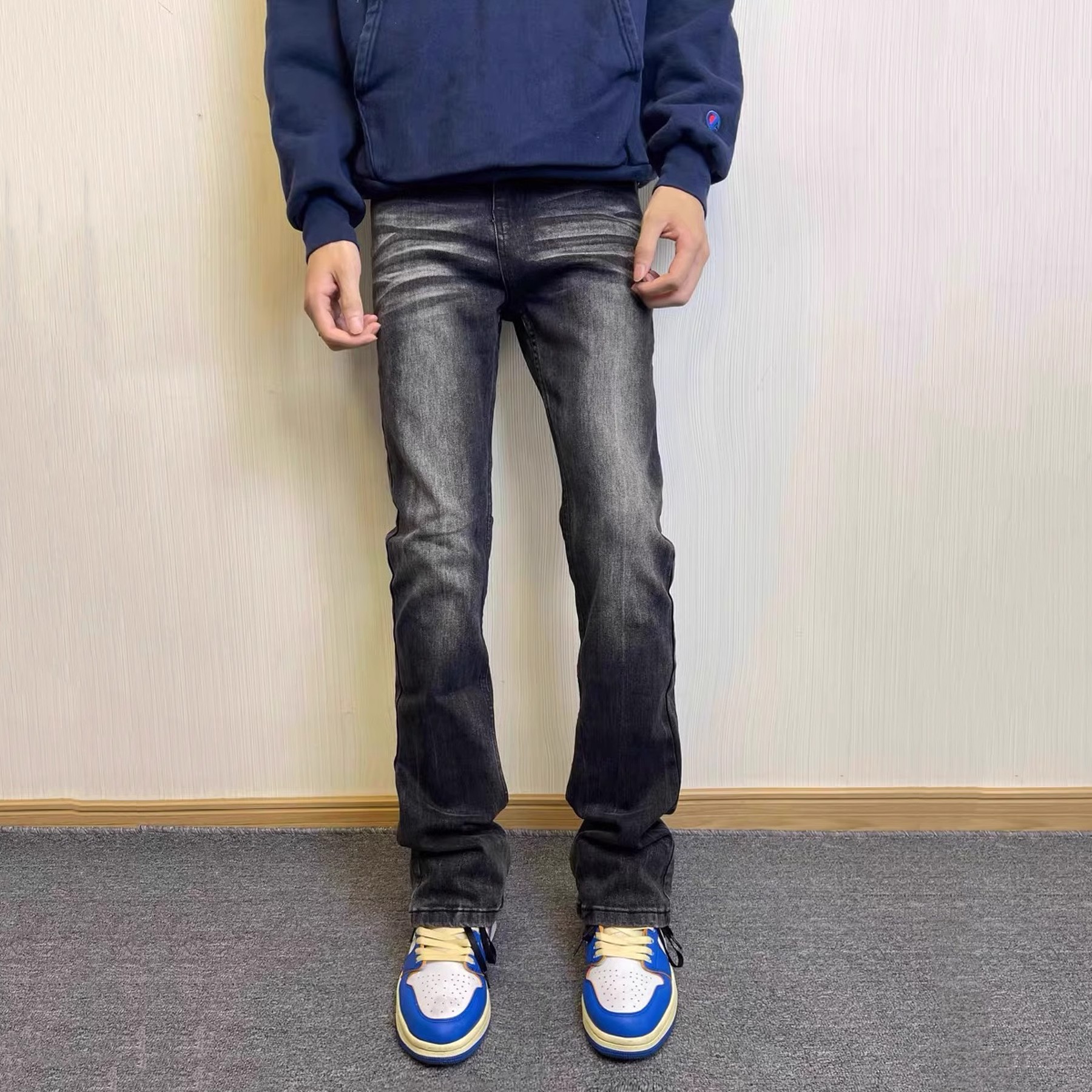 美式高街cleanfit复古牛仔裤