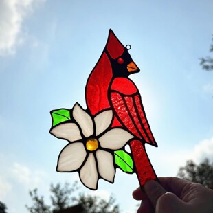 热销 Red Cardinal Suncatcher 水晶捕风筝窗户挂件 彩色挂饰