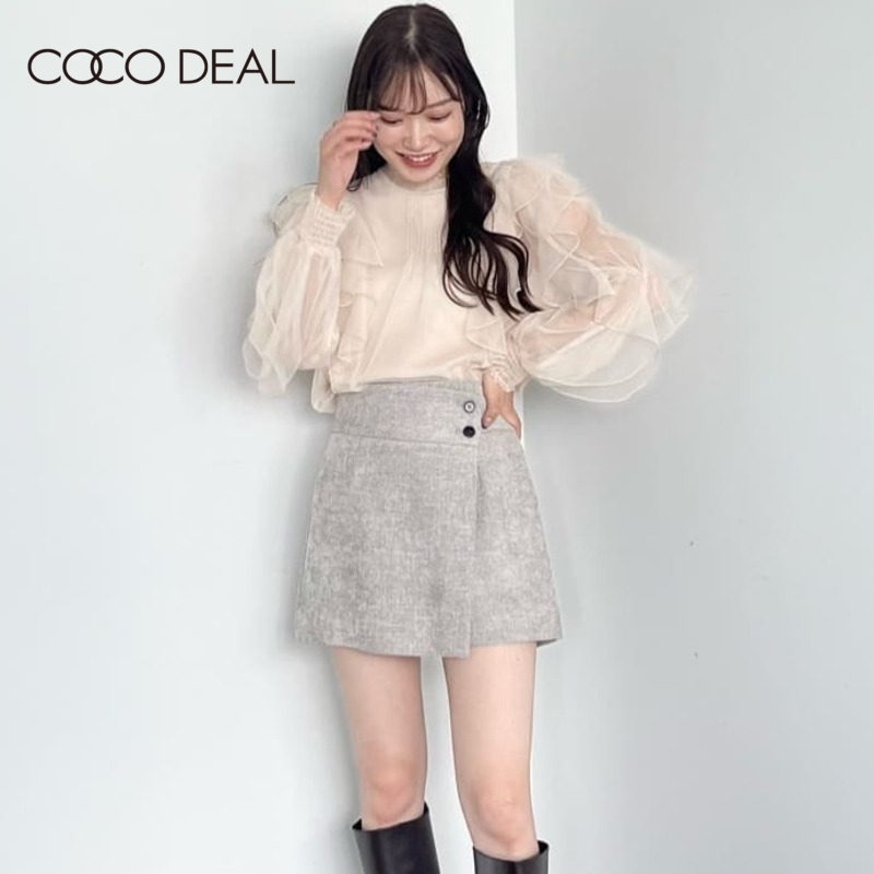 COCO DEAL 23冬季新款通勤高腰不对称阔腿西装短裤裙裤女73616313