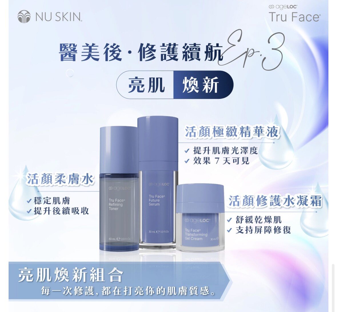 【批发正品】香港如新NUSKIN活颜极致精华修护水凝霜三件套专卖店