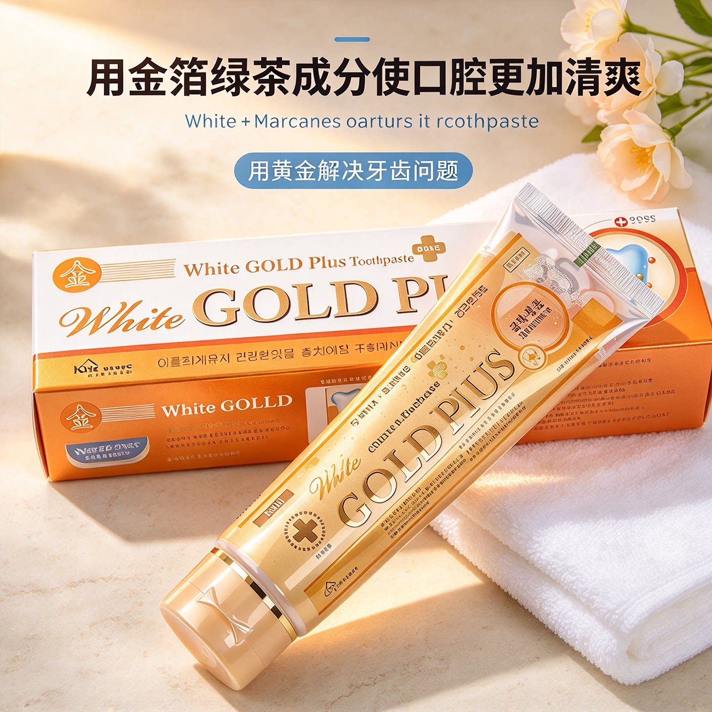 韩国GOLD黄金牙膏进口美白清新口腔含氟牙膏金箔亮白除烟渍牙膏