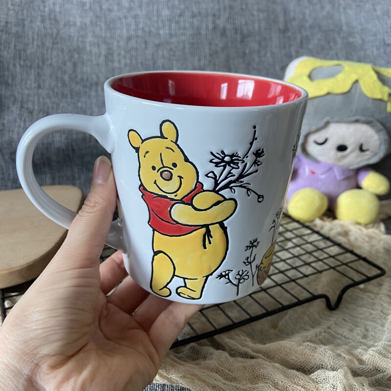 可爱小熊维尼卡通陶瓷马克杯创意咖啡杯伴手礼大容量情侣杯子家用