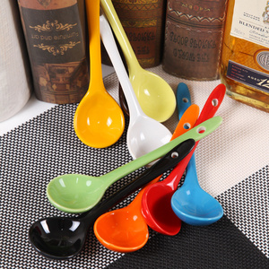 糖果色陶瓷勺优质长柄汤勺搅拌勺 咖啡杯冰激凌勺15CM 彩色勺