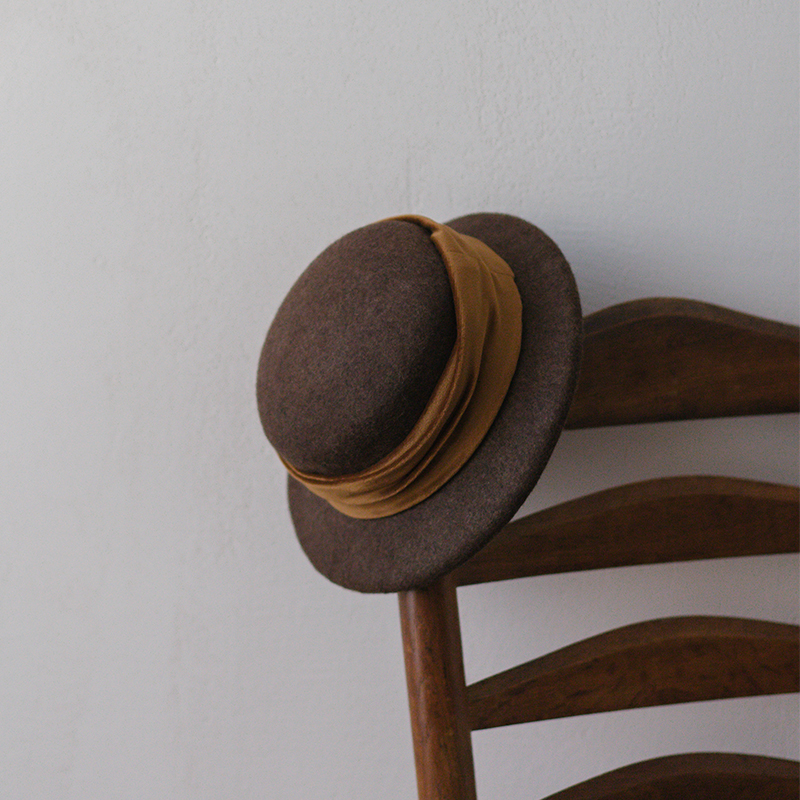 paleMoon | 棕色羊毛礼帽复古优雅秋冬毛毡帽子法式日系丝绒盆帽