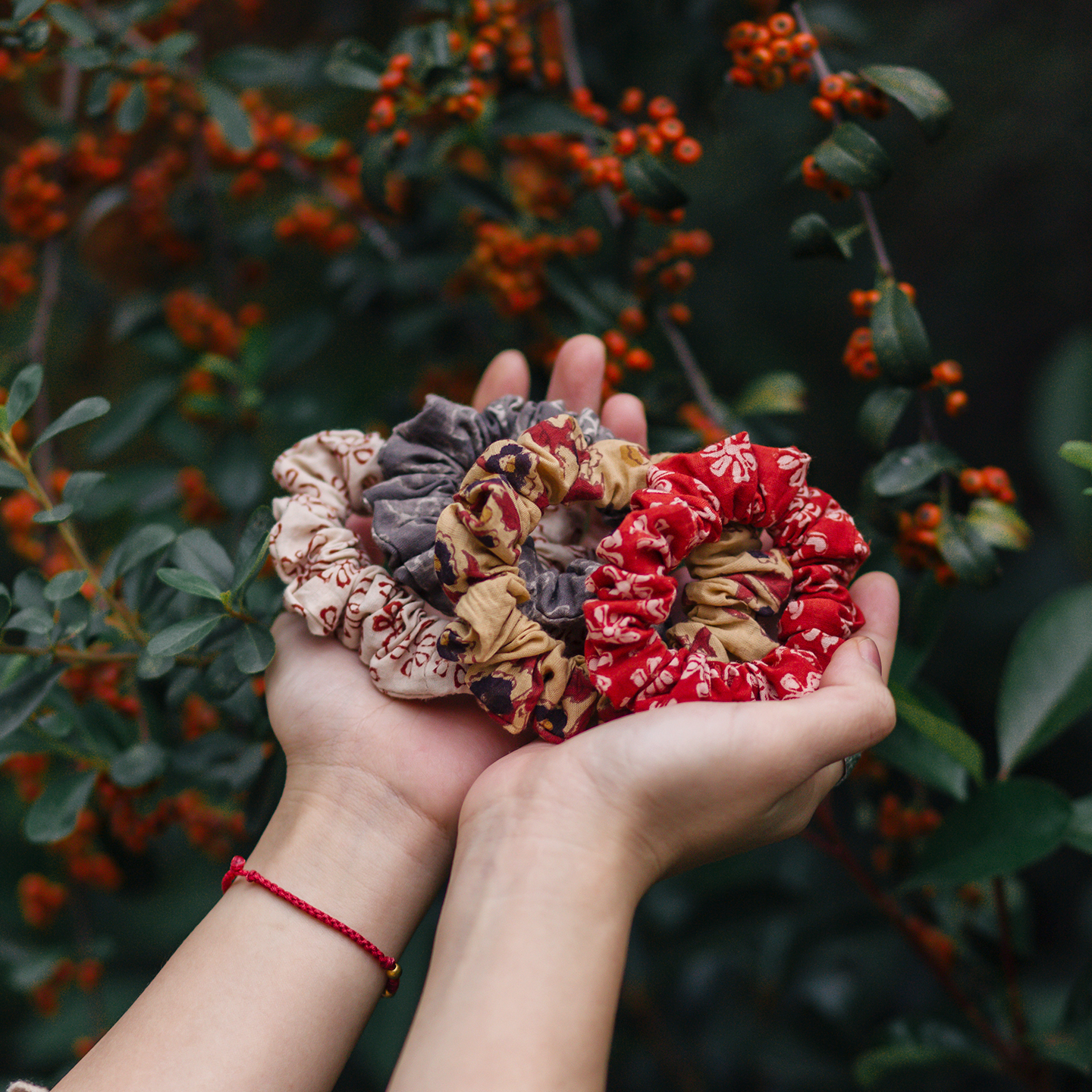 paleMoon | 搭配小物 美丽的印度拓印棉大肠发圈 方形发圈 限量