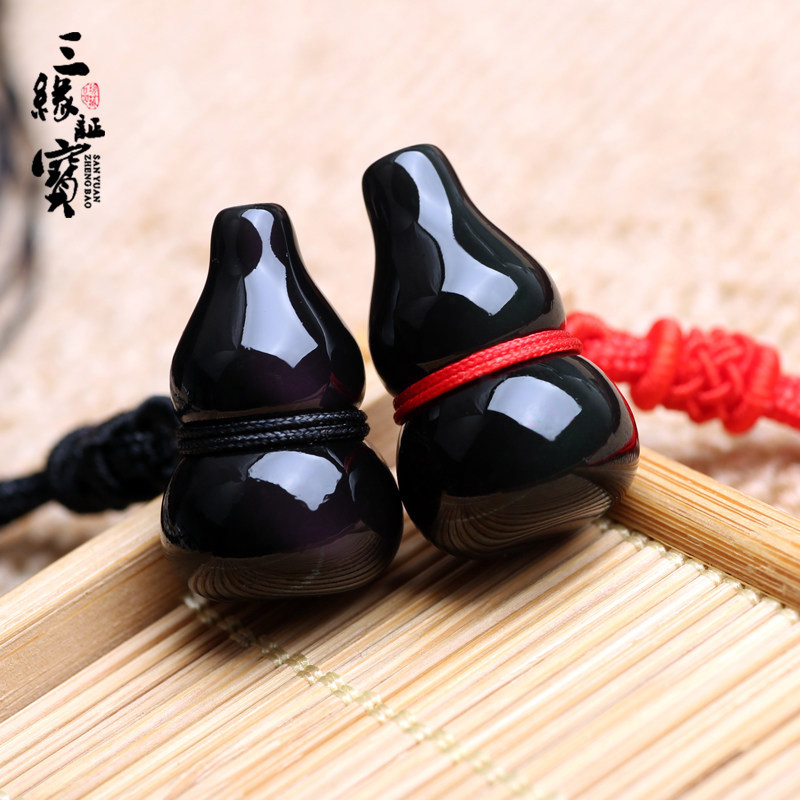 天然黑曜石葫芦吊坠汽车钥匙扣平安手机挂件项链黑水晶饰品女礼物,饰品/流行首饰/时尚饰品新,项坠/吊坠,淘宝优惠券,粉丝福利购,淘宝优惠卷