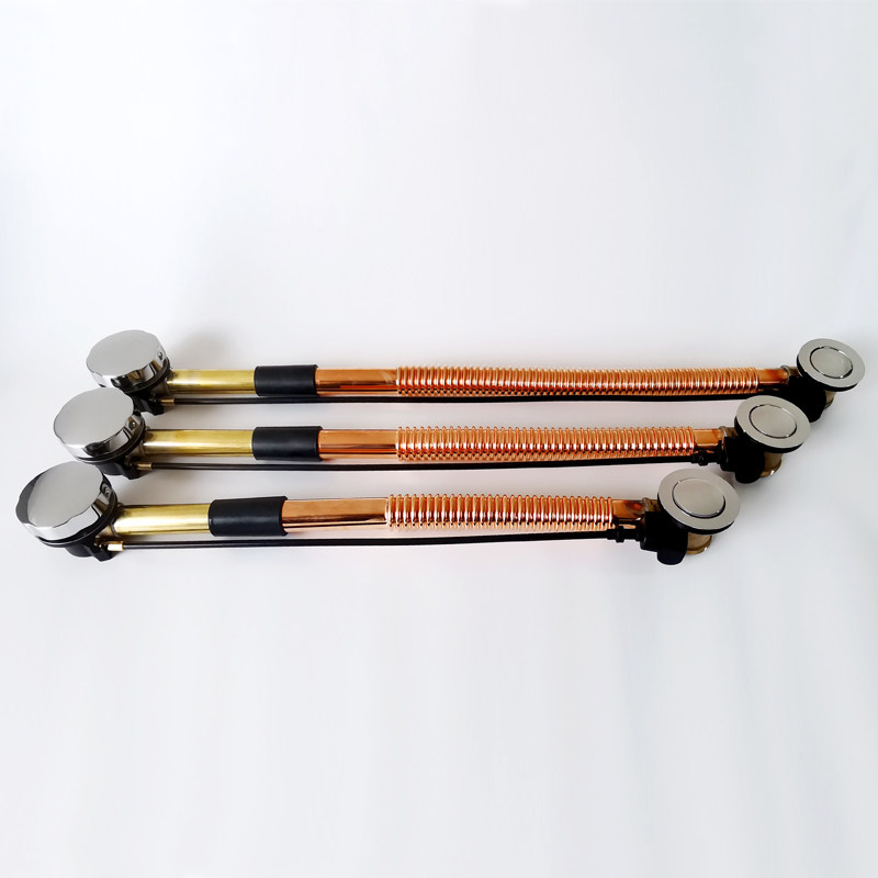 全铜旋转式浴缸去水器铜排水管紫铜浴盆手轮线拉式下水器套装加长