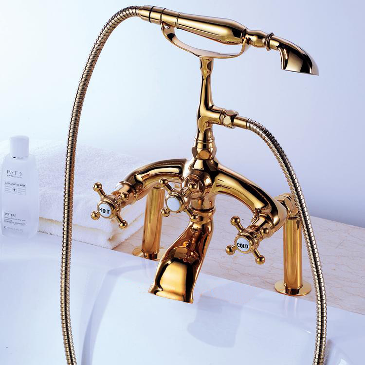浴缸水龙头缸边式金色卫浴台面全铜淋浴古典电话欧式冷热8寸20CM