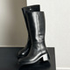 高端头层小牛皮高筒靴男侧拉链骑士靴不过膝长筒高跟皮靴增高6cm