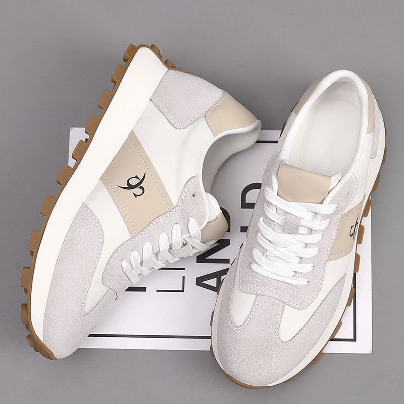 磨砂牛皮阿甘鞋内增高8公分板鞋