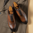 雕花德比鞋 2026新款 男高档整张皮头层牛皮布洛克皮鞋 牛津鞋 一片式