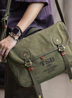 TSD加厚帆布单肩斜挎旅行包大容量包