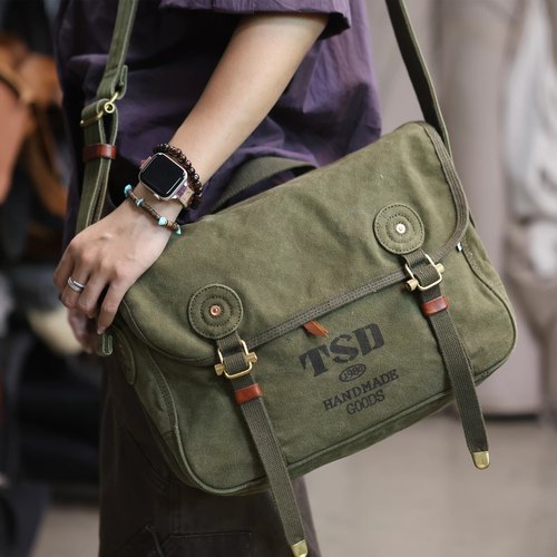 TSD加厚帆布单肩斜挎旅行包大容量包